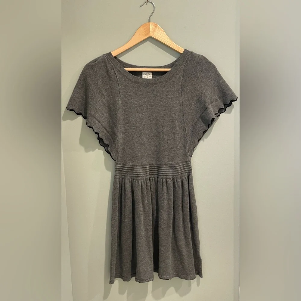 ELLA MOSS Girls Butterfly‎ Sleeve Sweater Dress Heather Grey Stretchy-Size 12